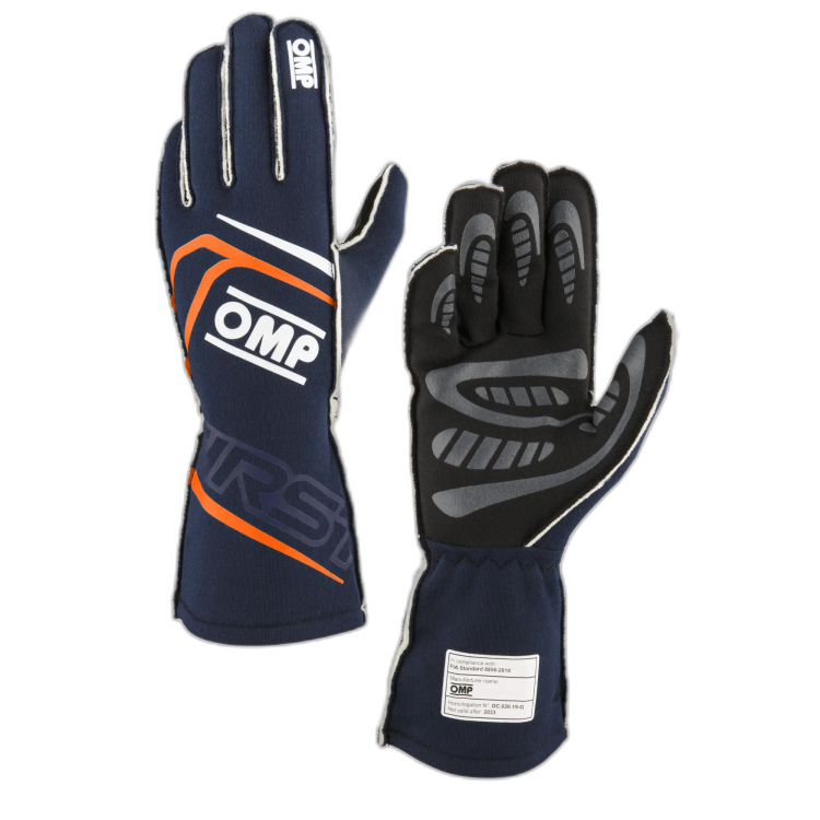 OMP First Blauw-Oranje Racehandschoenen