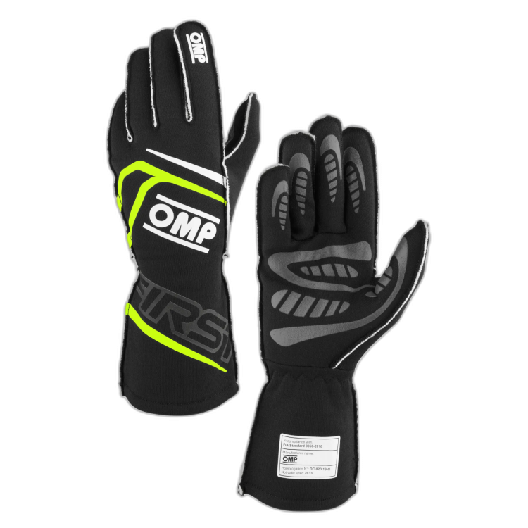 OMP First Zwart-Geel Racehandschoenen